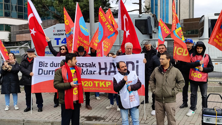 Emperyalist-siyonist barbarlığa karşı İsrail Konsolosluğu önündeydik